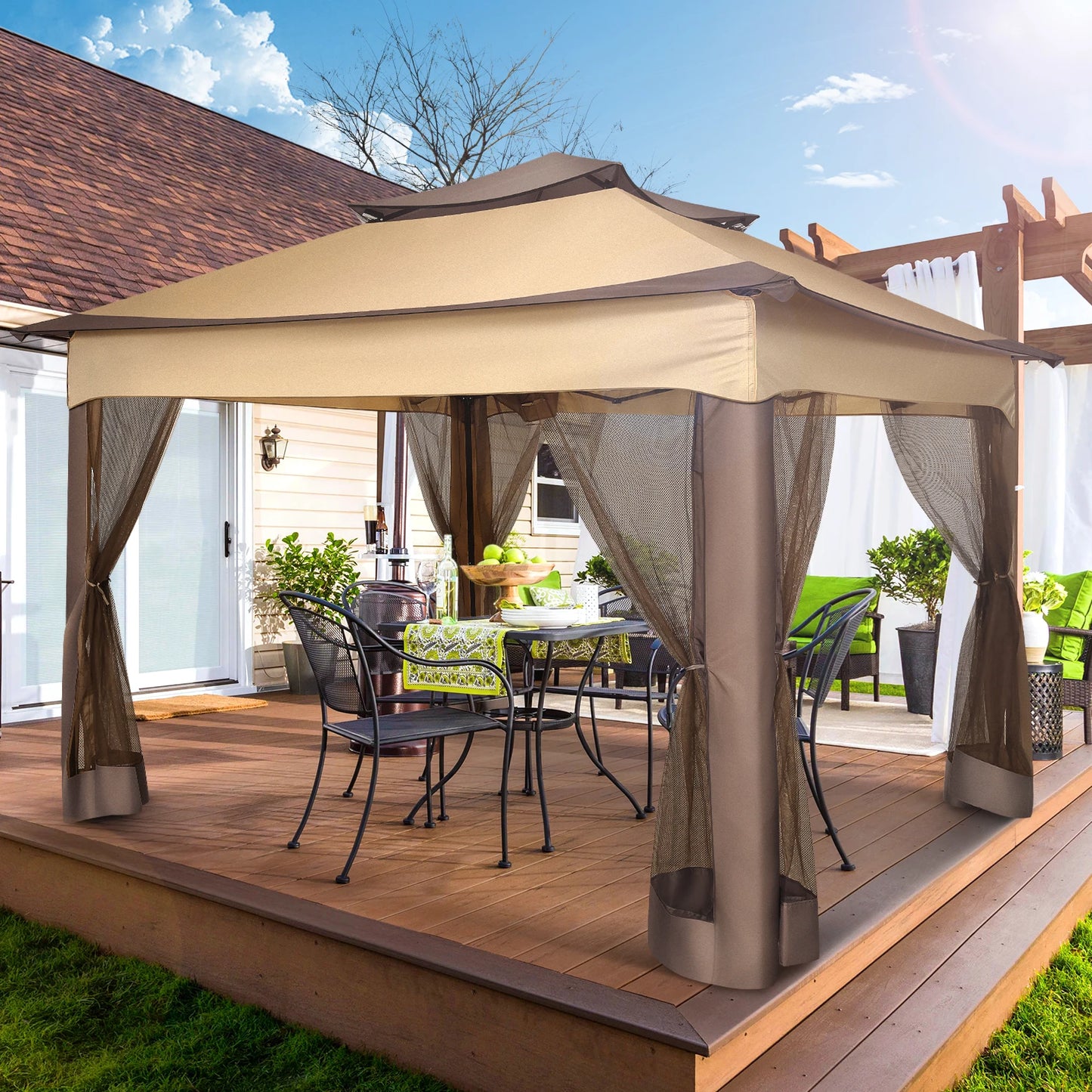 12x12 Pop up Gazebo with Mosquito Netting and Carry Bag,