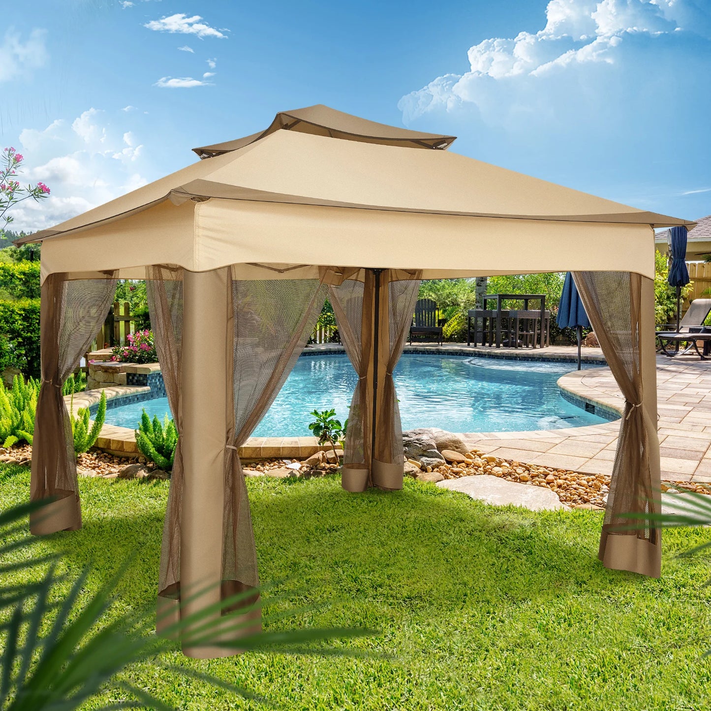 12x12 Pop up Gazebo with Mosquito Netting and Carry Bag,