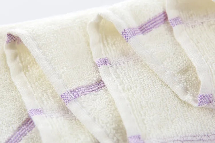 Luxury White / Lavender Cotton Bath Towel & Two Face Towels