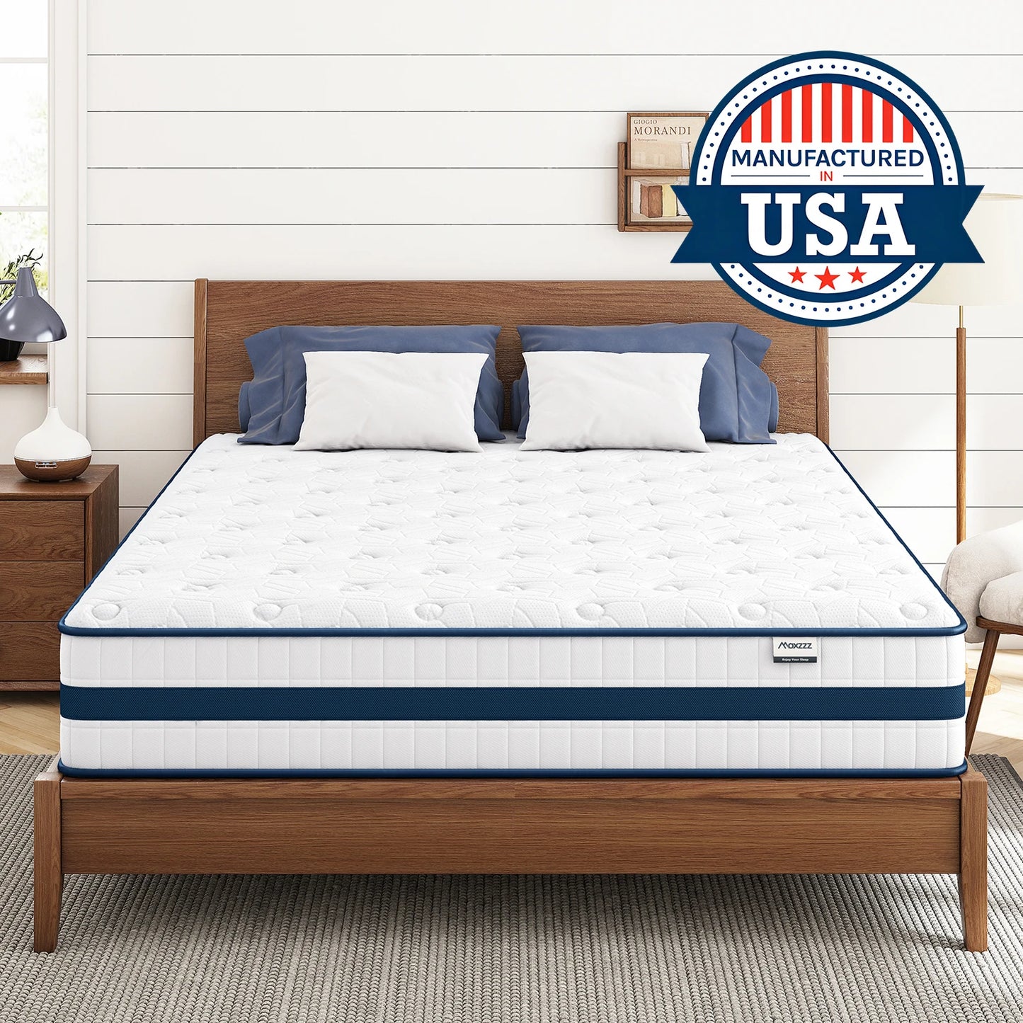 10-12'' Twin/King/Queen Size Mattress, Bed with Gel Memory Foam & Individually Pocket Coils for Pressure Relief & Support Made in USA