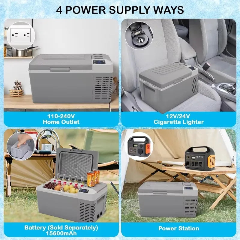21QT/20L Portable Car/RV Refrigerator Freezer - 12V/24V DC AC Power, Low Noise