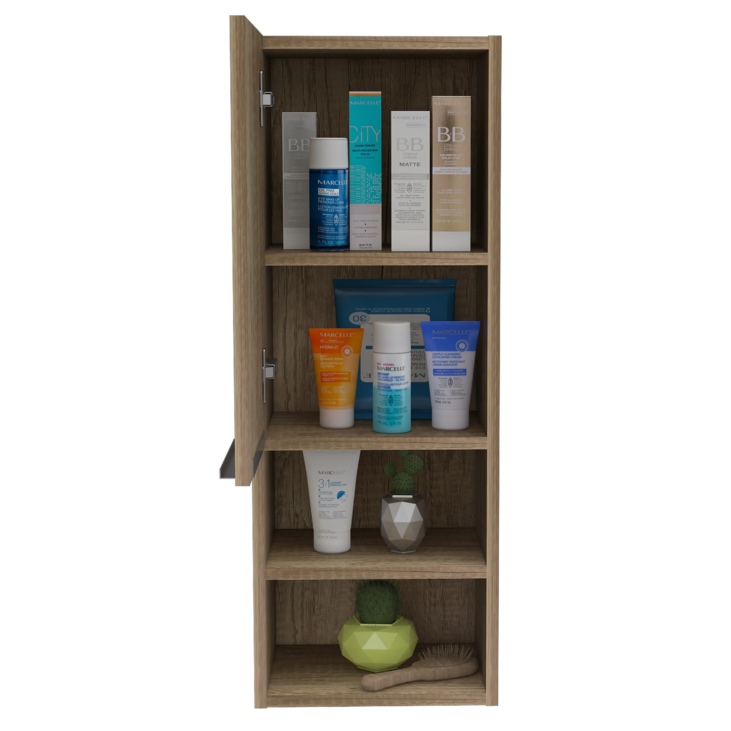 Mila Bathroom Cabinet, Two Interior Shelves, Two External Shelves, Single Door Cabinet Pine