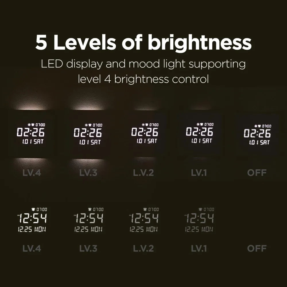 Wooden Frame LED Silent Wall Clock with Remote, Backlit Nightlight