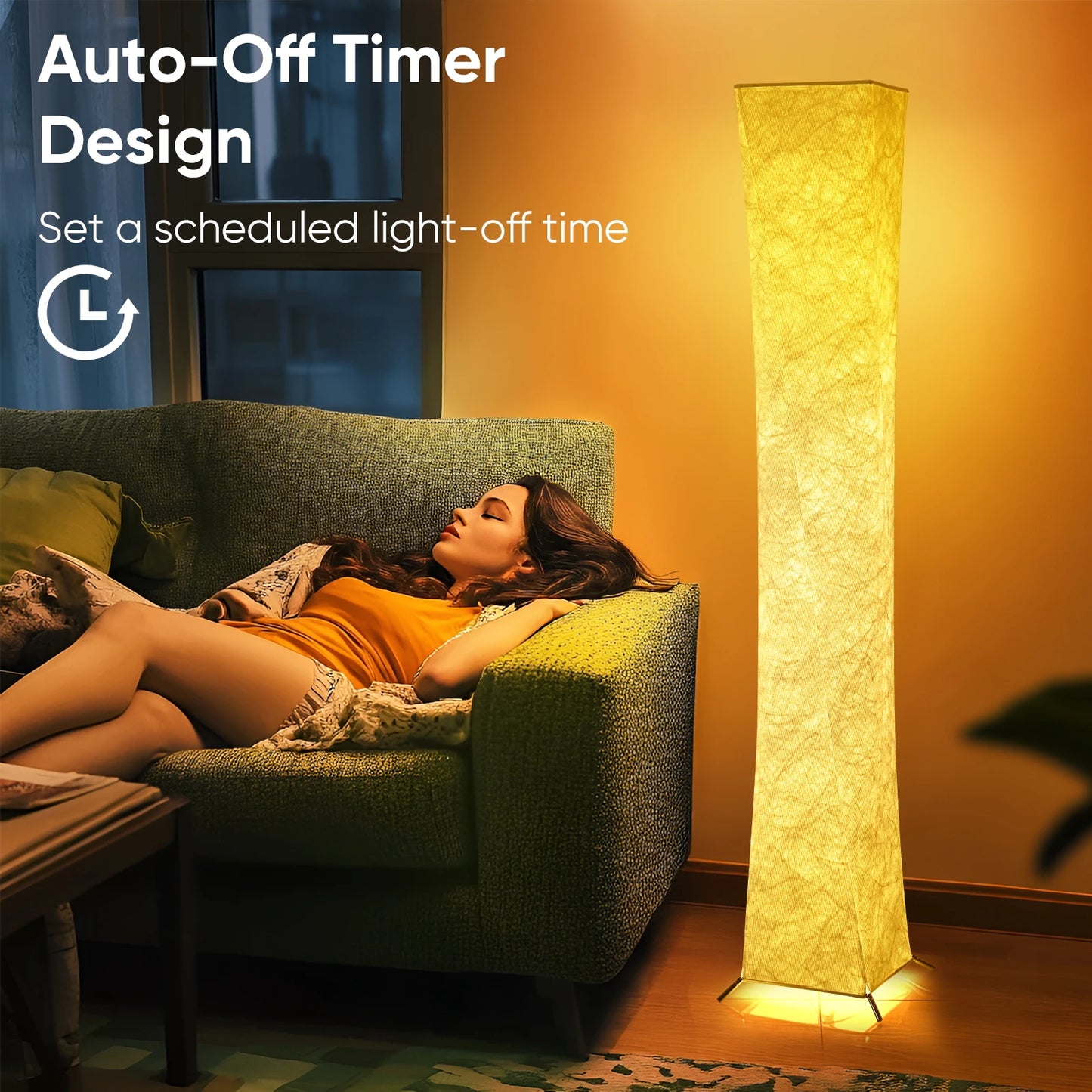 Soft Light Floor Lamp, 52" Simple Design Slim Warm Light 3000K LED Tyvek Fabric Shade Standing Lamp