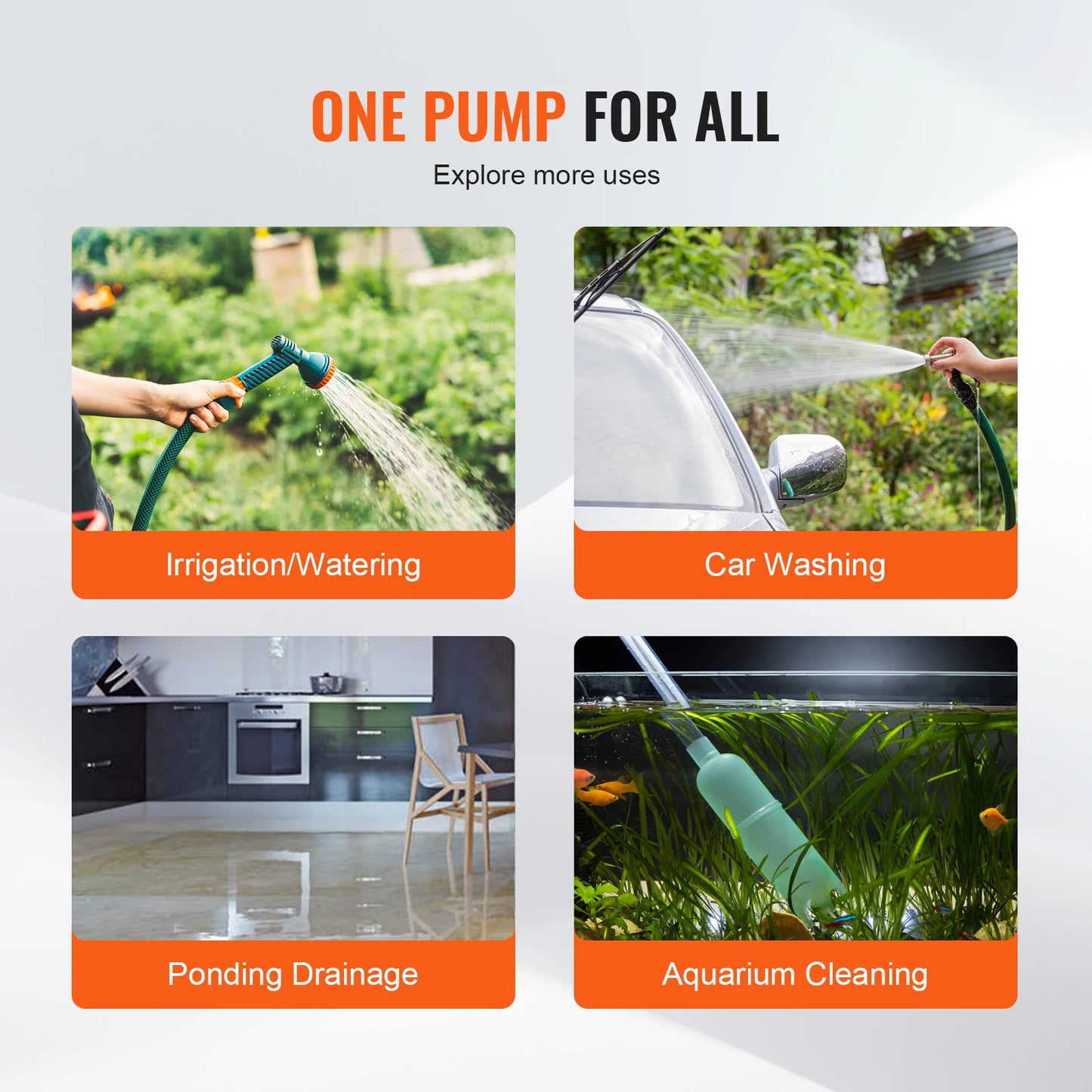 Water Transfer Pump 12V DC 360 GPH 1/10HP Portable Electric Utility Pump with 6 ft Suction Hose Kit
