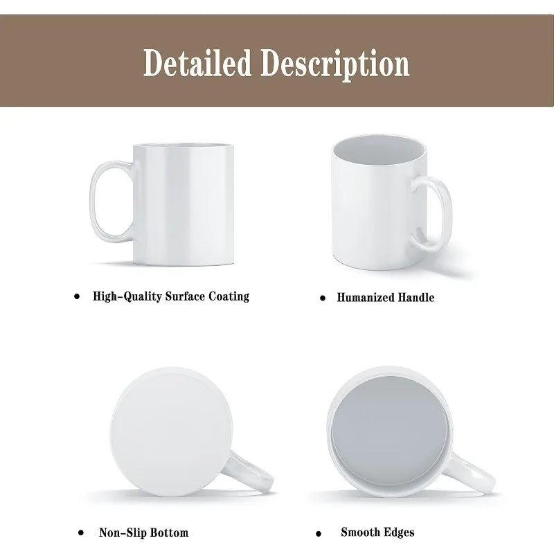 Mugs Blank White Ceramic Cups Bulk Mugs for Coffee Tea Set of 12