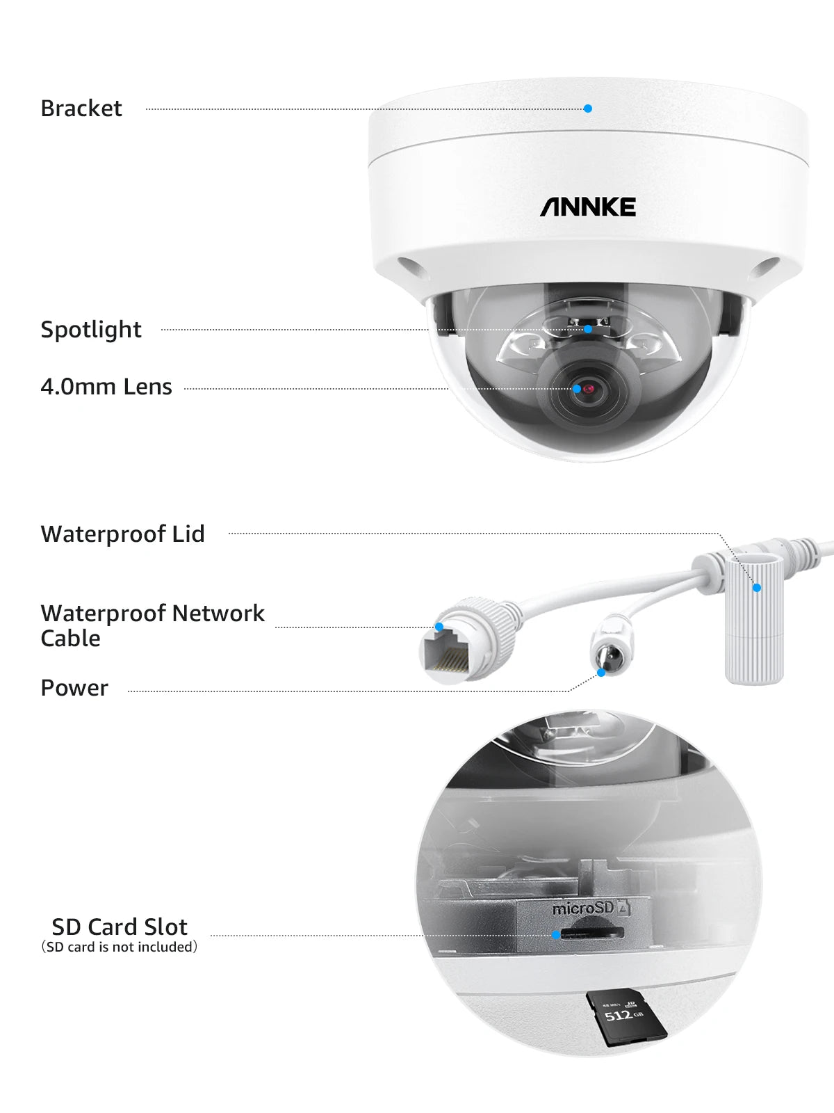 ANNKE C800 4K PoE Security Camera Outdoor IK10 8MP Smart Dual Light Built-in Mic Apple or Google app