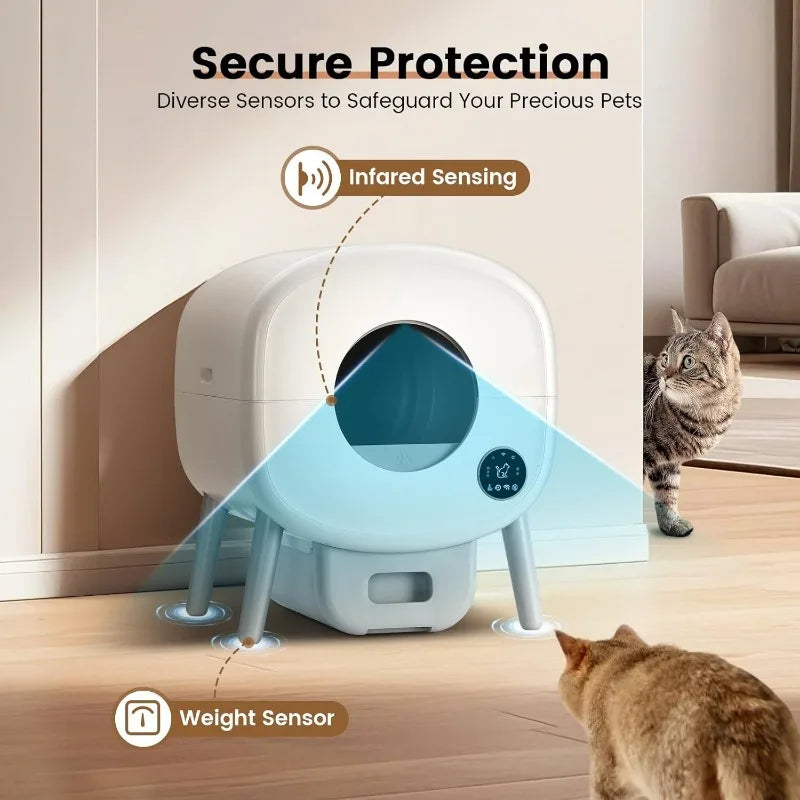 Extra Large Automatic Litter Box Self Cleaning for Multiple Cats, Odor-Free, App-Controlled