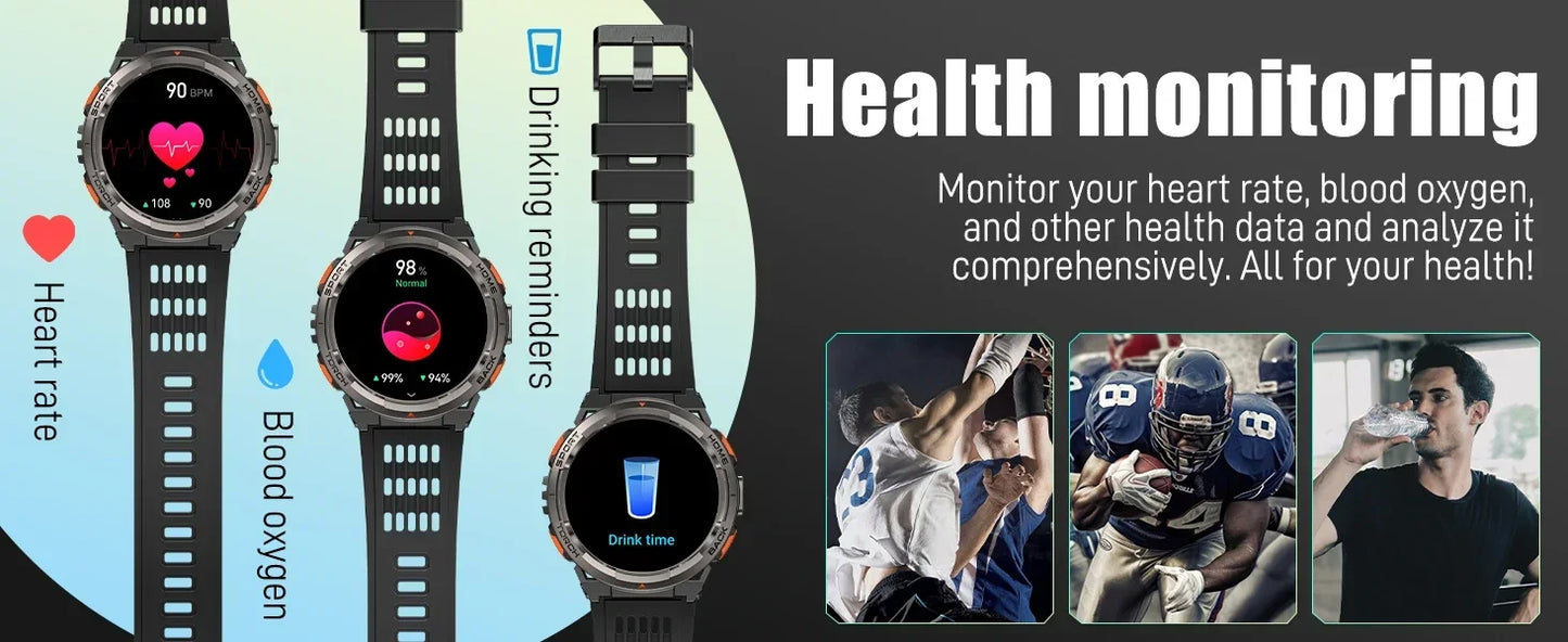 LaNikar New Smart Watch KE5 3ATM Waterproof Original Design Sports Watch With Compass And Altitude Barometer LED Flashlight Call