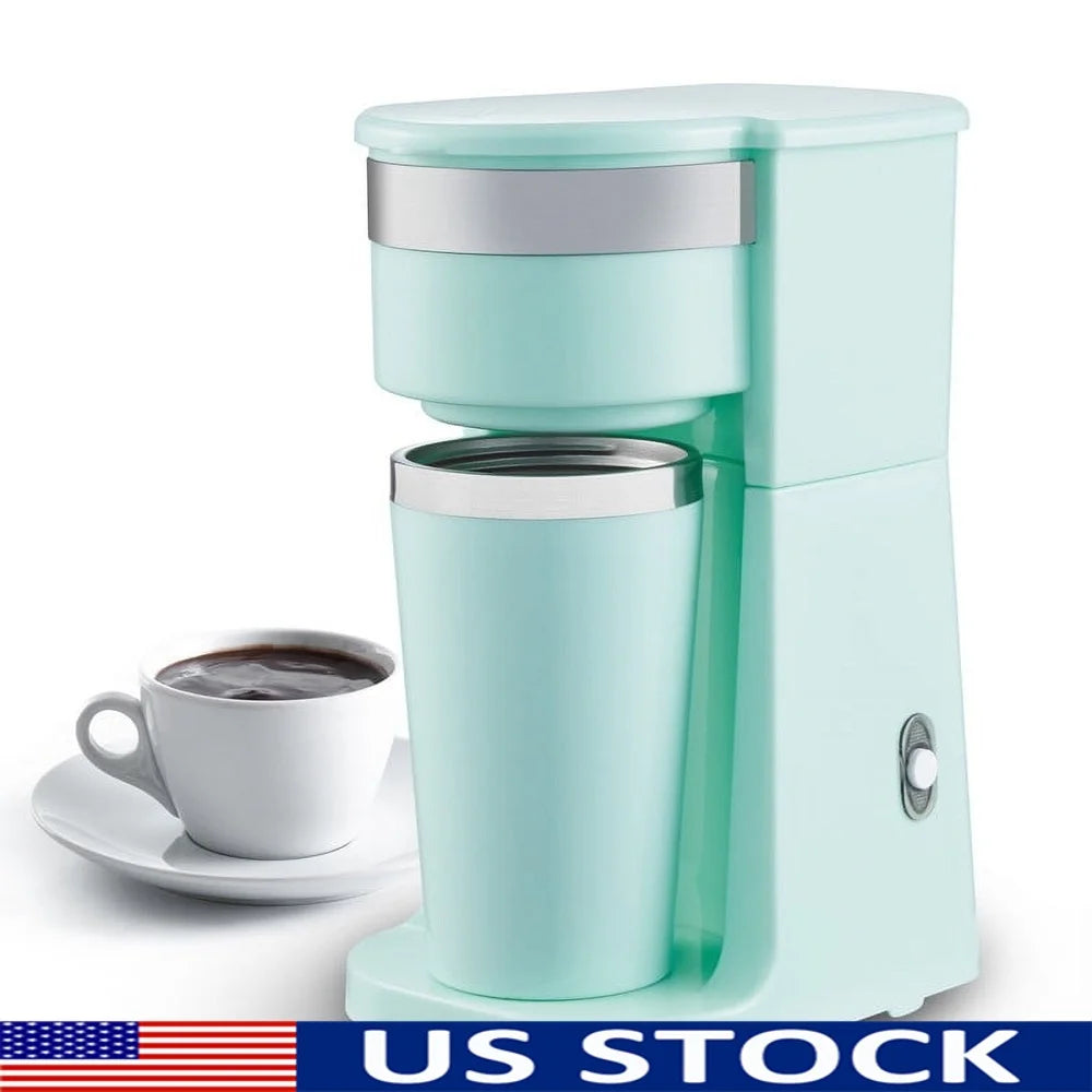Personal Coffee Maker with Stainless Steel Travel Mug Auto Shut Off 14oz Capacity