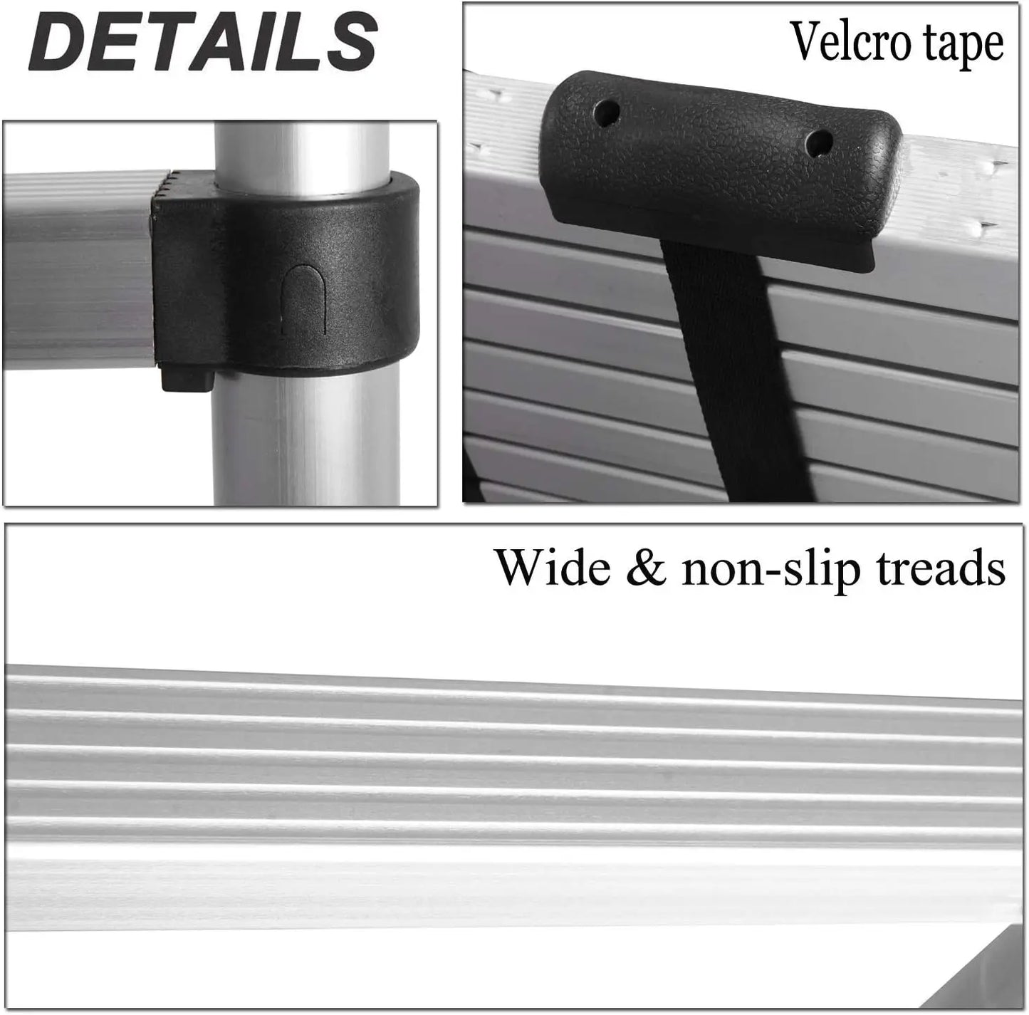 Telescopic Collapsible Ladder with Detachable Hooks & Extendable Steps Non-Slip Feet