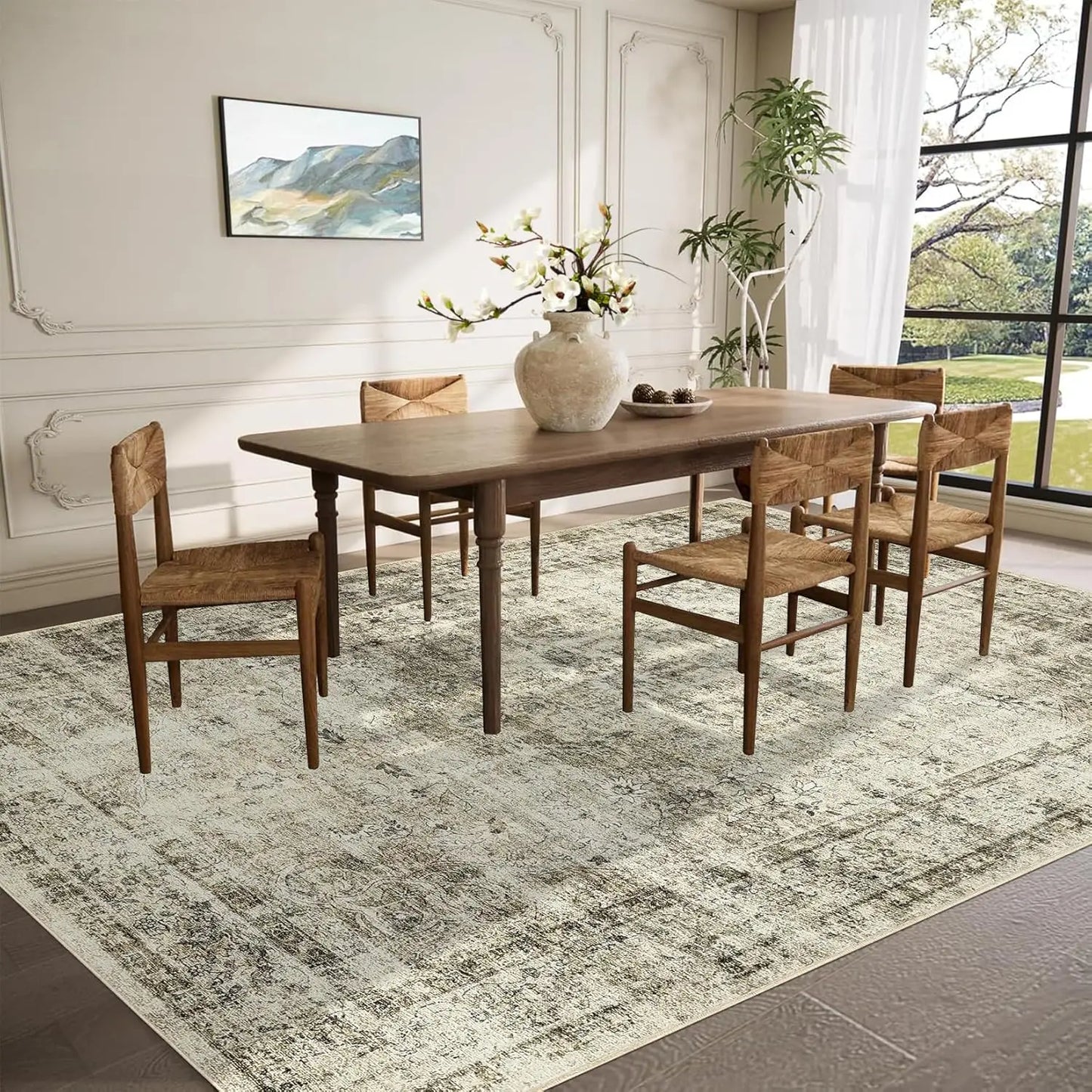 Washable Area Rug Stain-Resistant Throw Rug Indoor Carpet