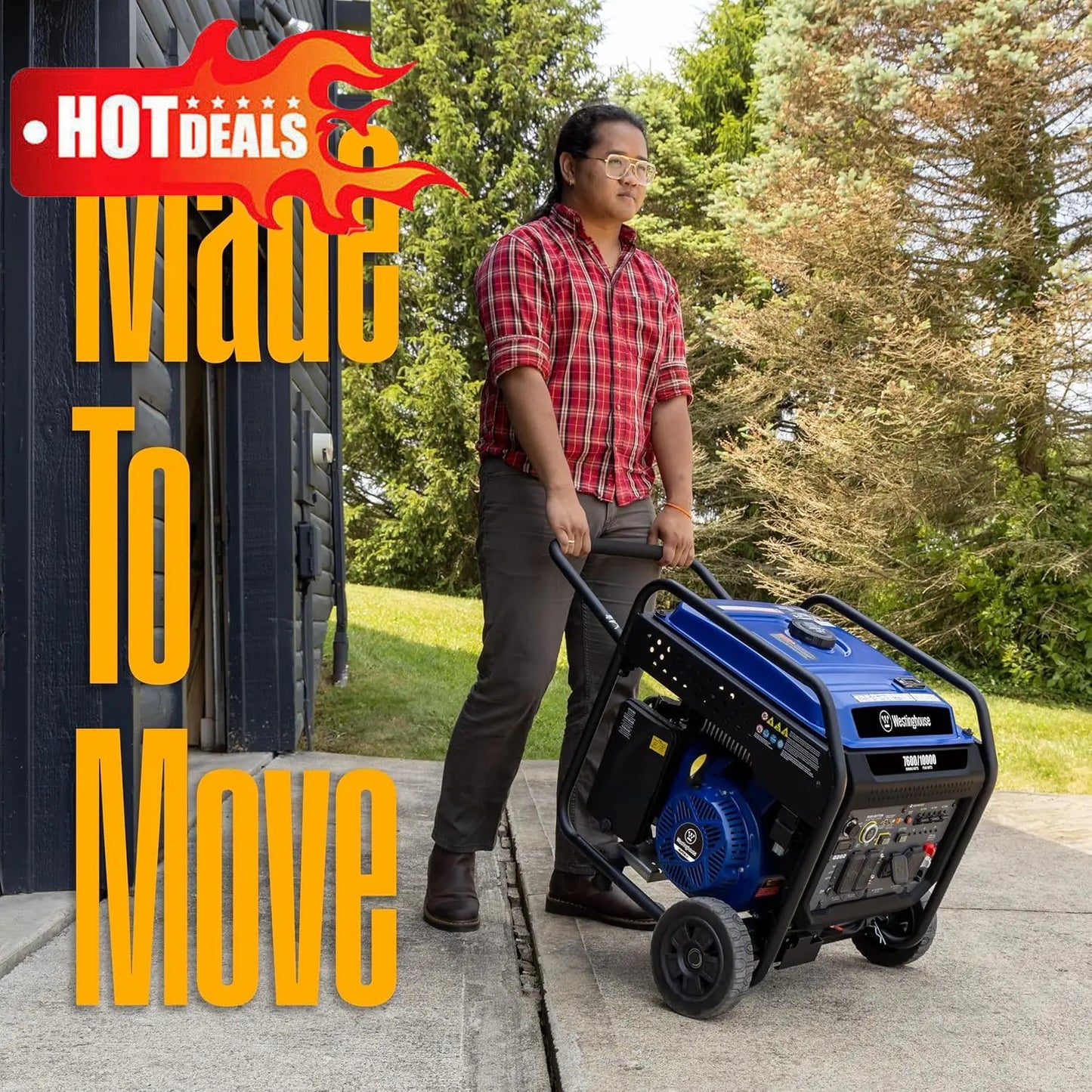 10000 Peak Watt Portable Open Frame Inverter Generator, Remote Electric Start with Auto Choke, Transfer Switch Ready