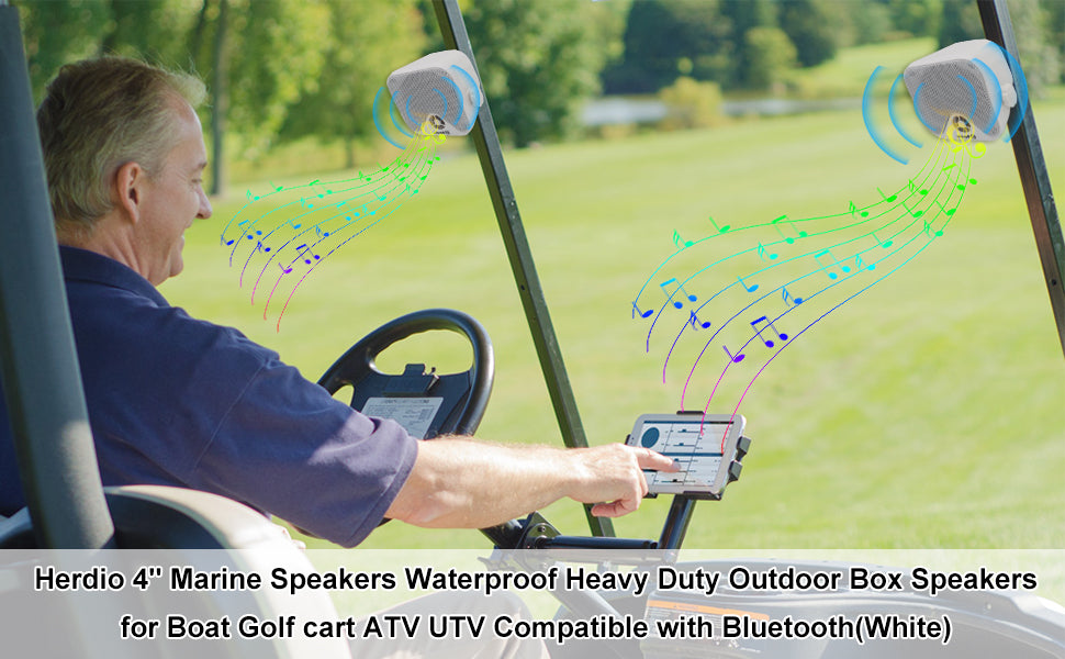 4'' 100W Heavy Duty Waterproof Boat Marine Bluetooth Speakers Surface Mounted