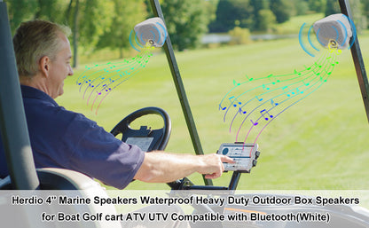 4'' 100W Heavy Duty Waterproof Boat Marine Bluetooth Speakers Surface Mounted
