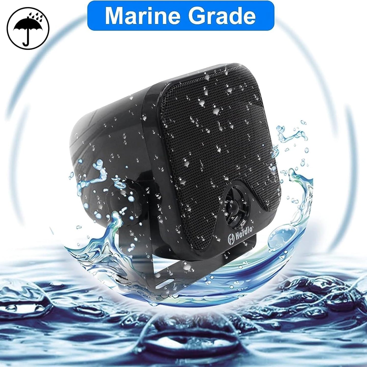 4'' 100W Heavy Duty Waterproof Boat Marine Bluetooth Speakers Surface Mounted