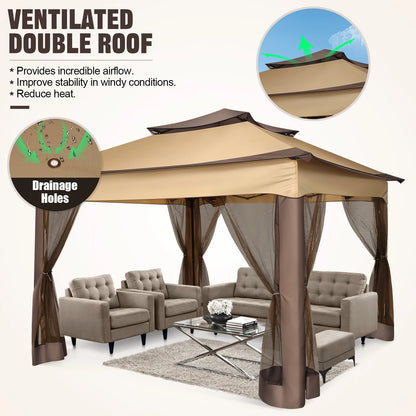 12x12 Pop up Gazebo with Mosquito Netting and Carry Bag,