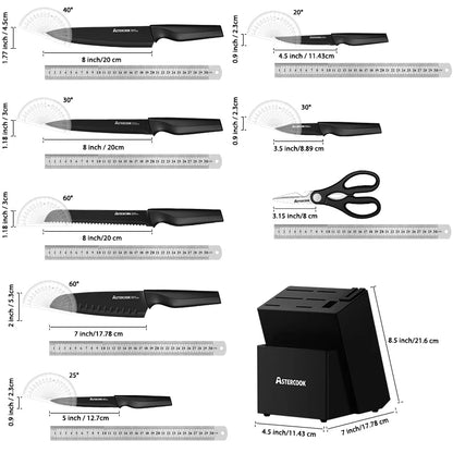 Kitchen Knife Set with Built-in Sharpener 15 Pieces Stainless Steel