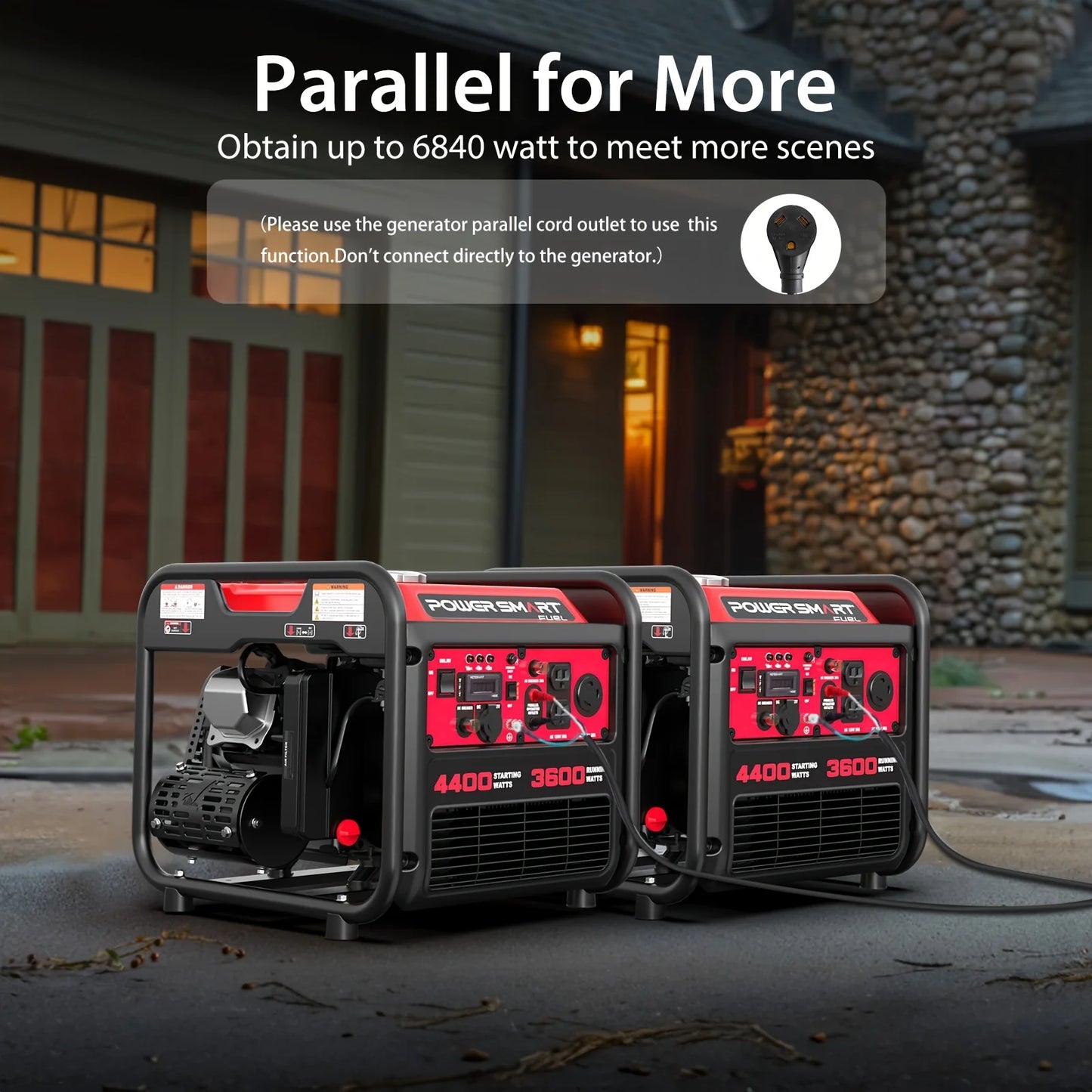 4400W Portable Generator with Inverter 30A Outlet, Gas Powered, Lightweight & Quiet for Home Use