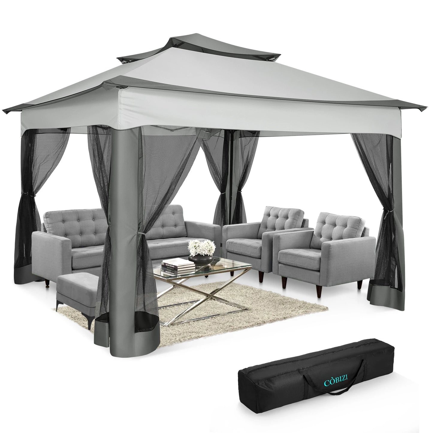 12x12 Pop up Gazebo with Mosquito Netting and Carry Bag,