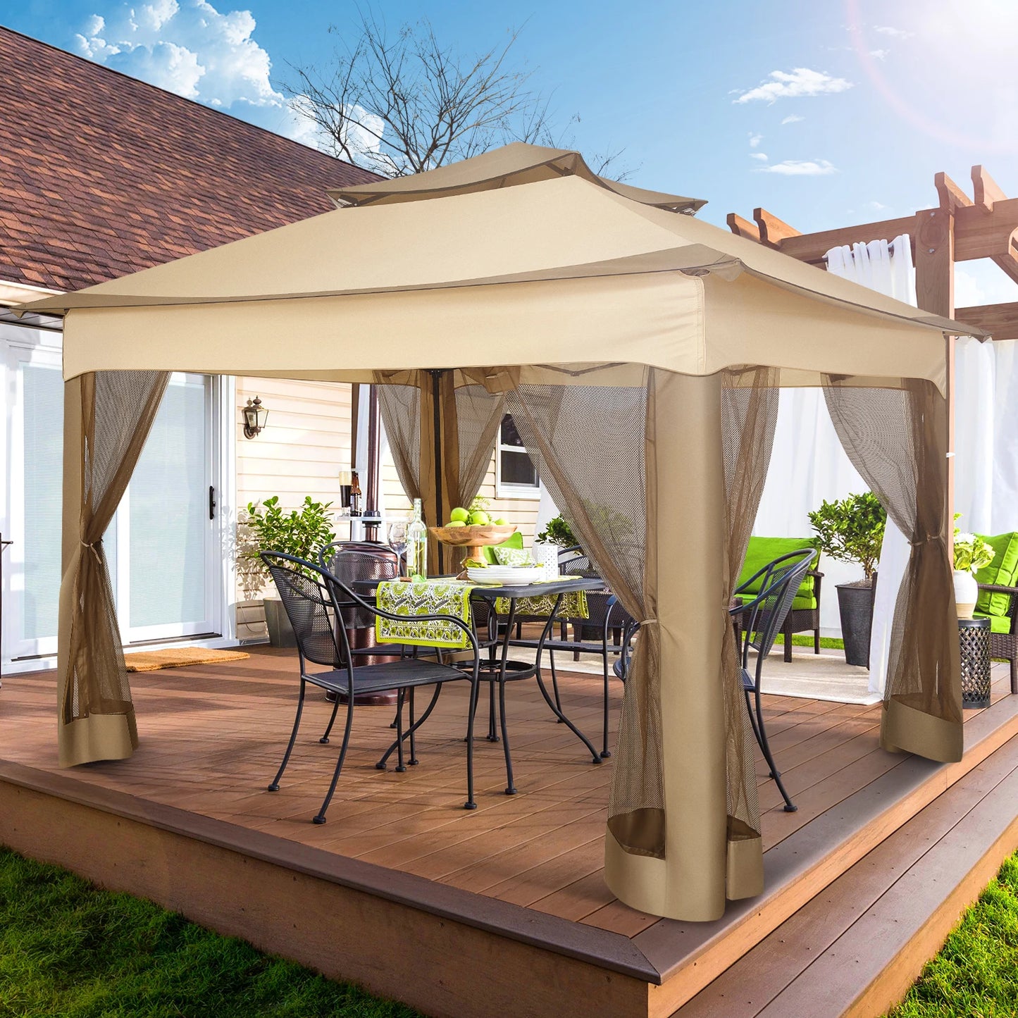 12x12 Pop up Gazebo with Mosquito Netting and Carry Bag,