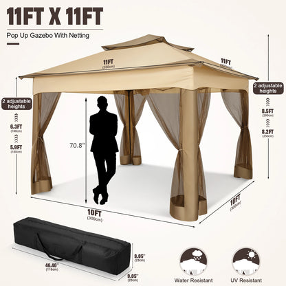 12x12 Pop up Gazebo with Mosquito Netting and Carry Bag,