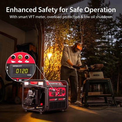 4400W Portable Generator with Inverter 30A Outlet, Gas Powered, Lightweight & Quiet for Home Use