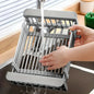 Adjustable Over-The-Sink Dish Drying Rack with Stainless Steel Drain Basket