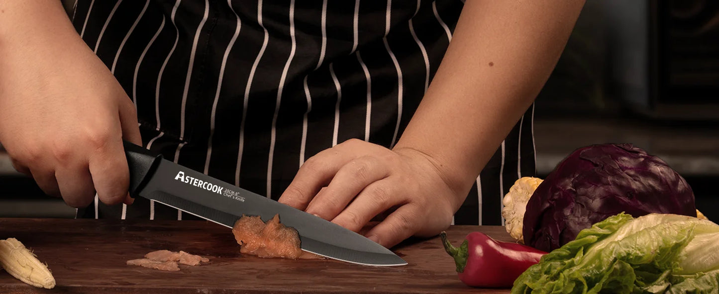 Kitchen Knife Set with Built-in Sharpener 15 Pieces Stainless Steel