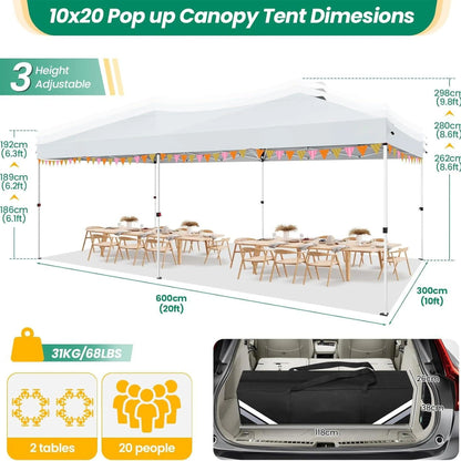 10x20ft Canopy Tent with Quick-Lock System, Commercial Grade