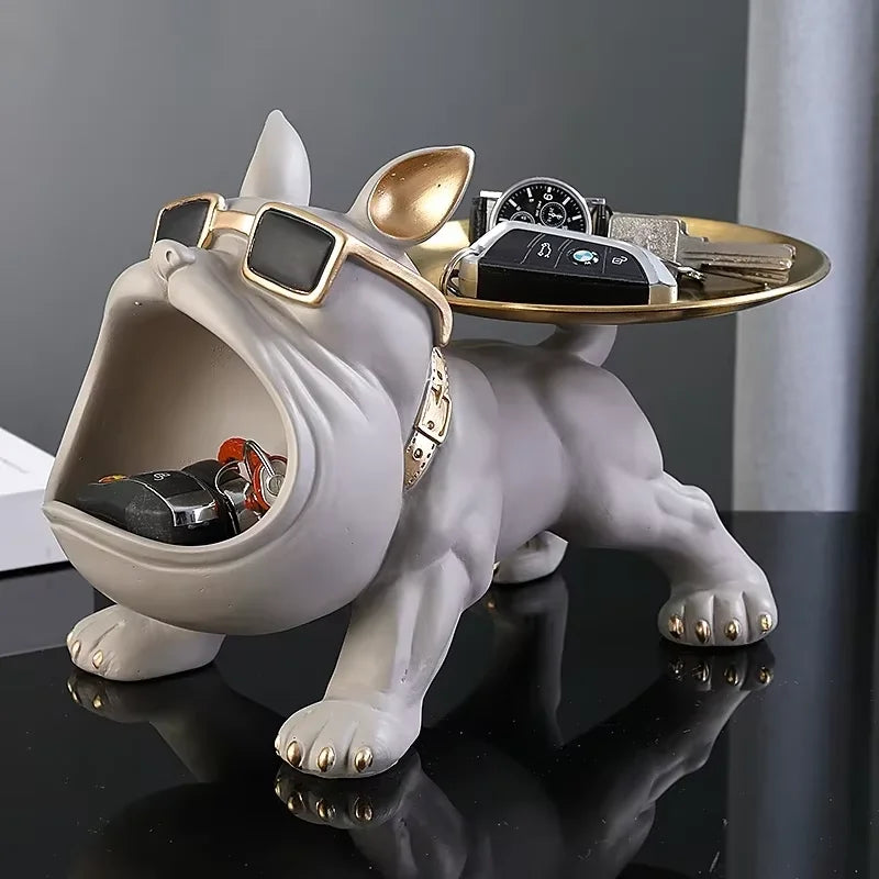 Home Decor Bulldog Figurine Dog Statue Storage  Resin Craft Art Sculpture