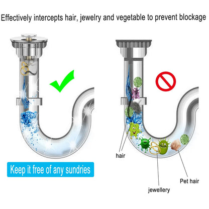 Bathroom Sink Drain Strainer - Pop-Up Filter with Removable Stainless Steel Hair Catcher