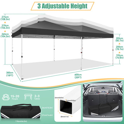 10x20ft Canopy Tent with Quick-Lock System, Commercial Grade