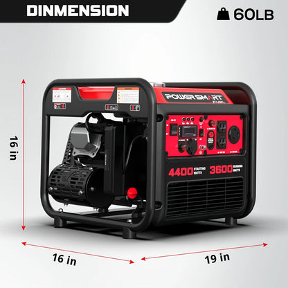 4400W Portable Generator with Inverter 30A Outlet, Gas Powered, Lightweight & Quiet for Home Use