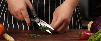 Kitchen Knife Set with Built-in Sharpener 15 Pieces Stainless Steel