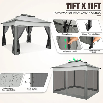 12x12 Pop up Gazebo with Mosquito Netting and Carry Bag,