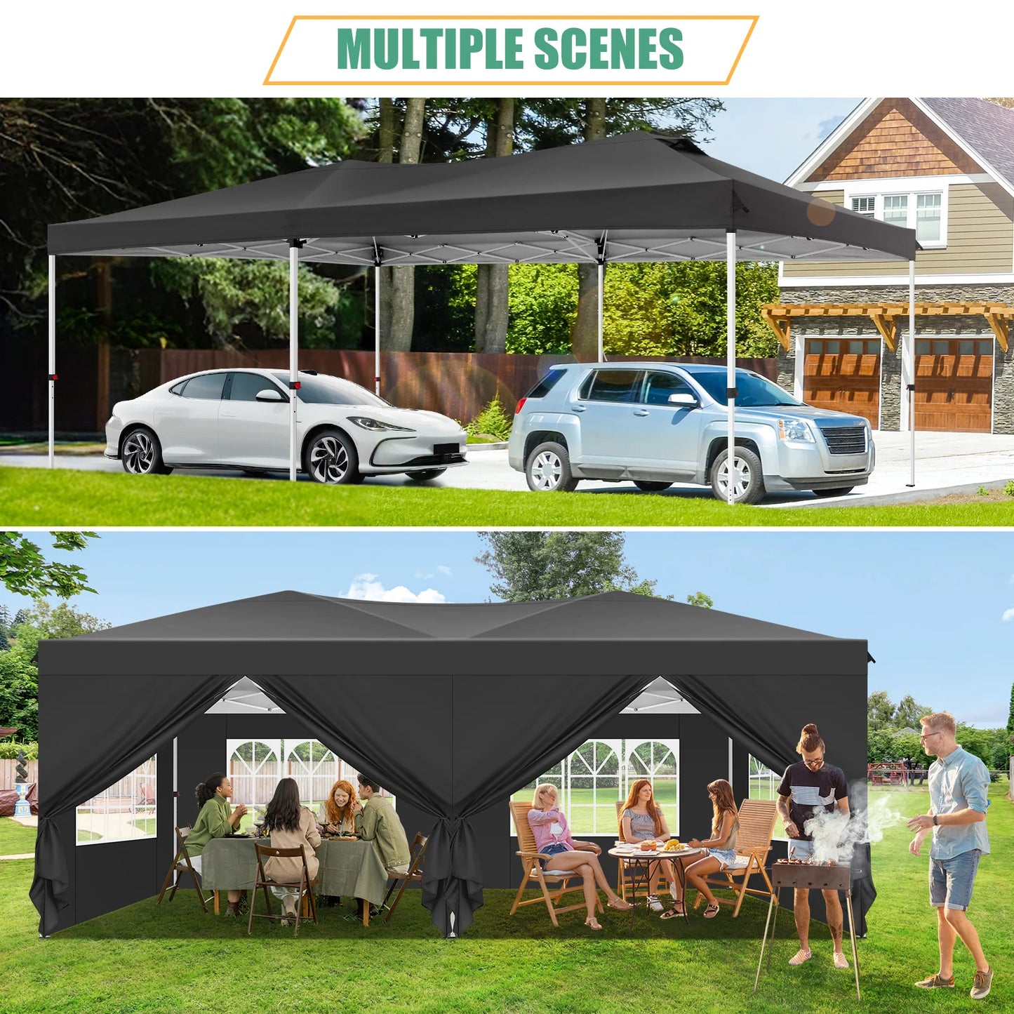 10x20ft Canopy Tent with Quick-Lock System, Commercial Grade