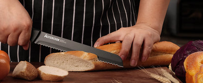 Kitchen Knife Set with Built-in Sharpener 15 Pieces Stainless Steel