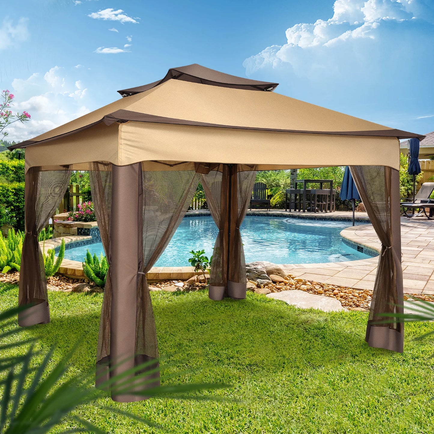 12x12 Pop up Gazebo with Mosquito Netting and Carry Bag,