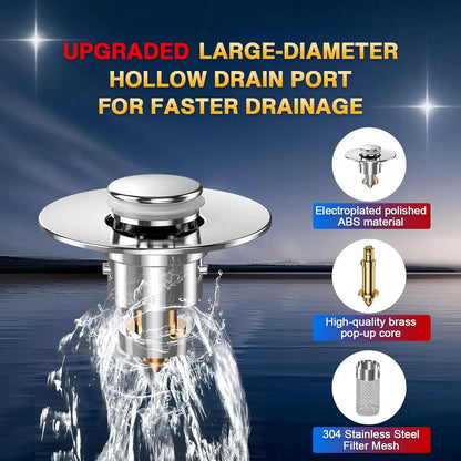 Bathroom Sink Drain Strainer - Pop-Up Filter with Removable Stainless Steel Hair Catcher