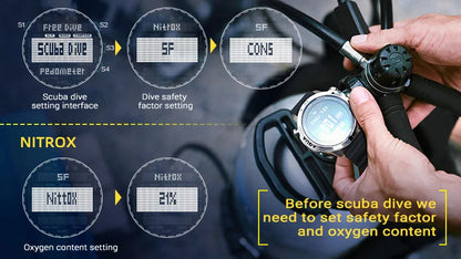 NORTH EDGE Mens Smart Watch Professional Dive Computer Watch Scuba Diving NDL (No Deco Time) 50M Altimeter Barometer Compass