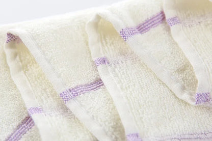 Luxury White / Lavender Cotton Bath Towel & Two Face Towels