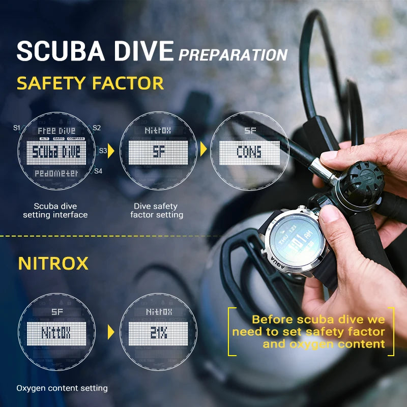 NORTH EDGE Mens Smart Watch Professional Dive Computer Watch Scuba Diving NDL (No Deco Time) 50M Altimeter Barometer Compass