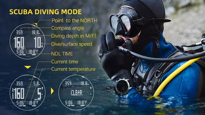 NORTH EDGE Mens Smart Watch Professional Dive Computer Watch Scuba Diving NDL (No Deco Time) 50M Altimeter Barometer Compass