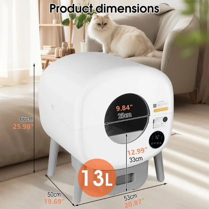 Extra Large Automatic Litter Box Self Cleaning for Multiple Cats, Odor-Free, App-Controlled
