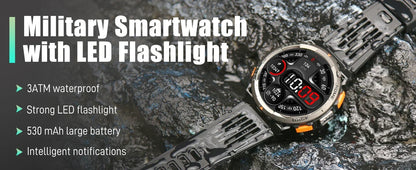 LaNikar New Smart Watch KE5 3ATM Waterproof Original Design Sports Watch With Compass And Altitude Barometer LED Flashlight Call
