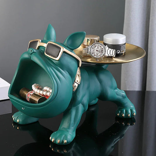 Home Decor Bulldog Figurine Dog Statue Storage  Resin Craft Art Sculpture