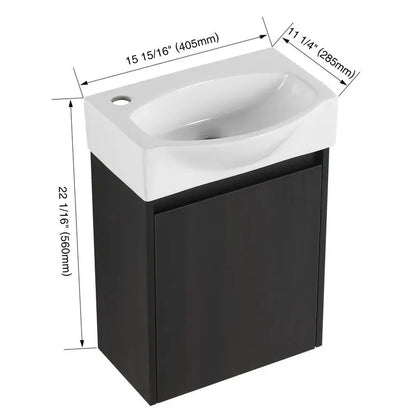 16" Bathroom Vanity Sink Combo for Compact Spaces; Ceramic Sink, Bathroom Cabinet