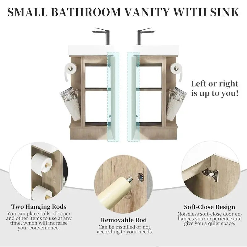 16" Bathroom Vanity Sink Combo for Small Bath or RV