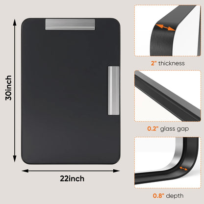 Matte Metal Framed Bathroom Mirror for Wall, Tempered Glass